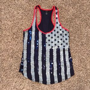 Racer back American flag tank